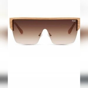 Quay Australia Echo Chamber Ivory‎ frame Brown lens shield flat brow sunglasses